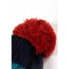 Cappello con Pompon Lavorato a Trecce con Strisce Multicolore