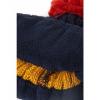 Cappello con Pompon Lavorato a Trecce con Strisce Multicolore