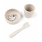 Set Pappa Birdee First Meal - 3 pezzi - Sabbia - in Silicone