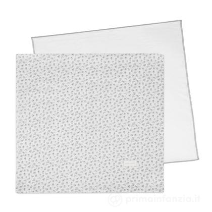 Set/ 2 Mussole 70x70 cm Little Bloom Fiori Grigio