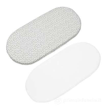 Set/ 2 Lenzuoli con angoli per navicella Little Bloom Fiori Grigio
