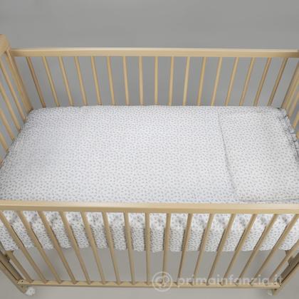 Piumino per culla + lenzuolo con angoli + cuscino 120x60 cm Little Bloom Fiori Grigio TOG 2,5