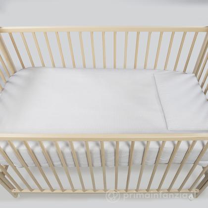 Piumino per culla + lenzuolo con angoli + cuscino 120x60 cm Little Bloom Vichy Grigio TOG 2,5