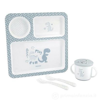 Set Pappa a Scomparti 4pz Dinosaur Blue