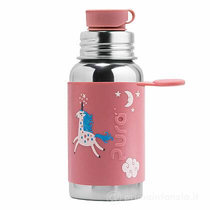 Bottiglia In Acciaio Con Tappo Sport In Silicone - 550ml Unicorn