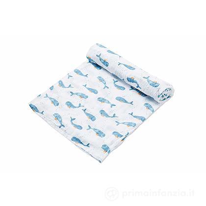 Mussola Baby Whales 120x120 cm