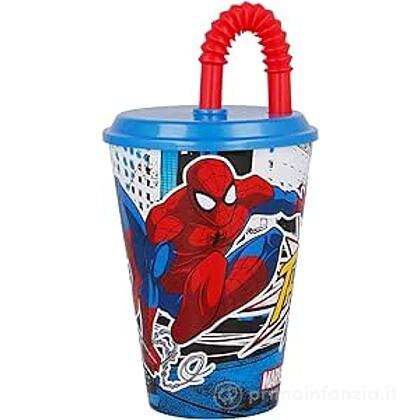 Bicchiere 430 Ml Con Cannuccia Spiderman (12118)