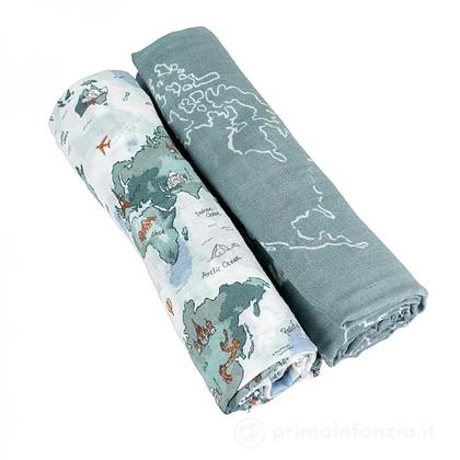 Set 2 Teli Swaddle Mussola Oh-So-Soft World Map+ Someday