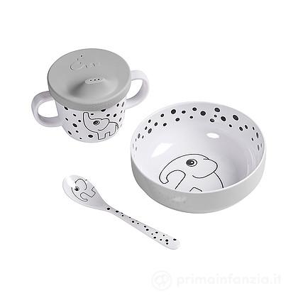 Set Pappa 3pz First Meal Happy Dots Grigio