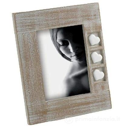 Cornice portafoto in legno con cuori 13 x 18 cm