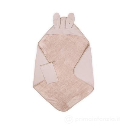 Asciugamano Orecchie con Guanto Waffle - 75x75 - 100% Spugna di Bamboo
