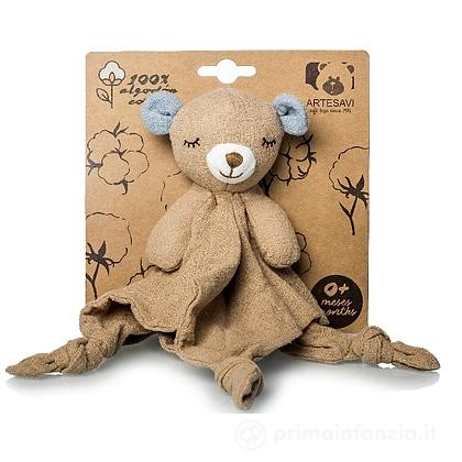 Doudou Orso Cotone Blu 25x25 cm