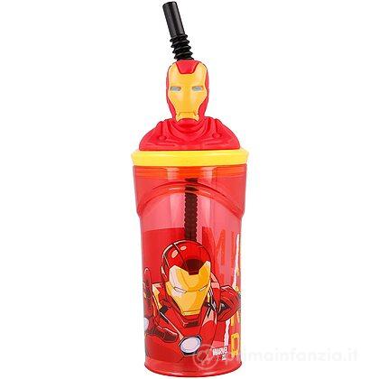 Bicchiere Iron Man con Cannuccia 360 ml