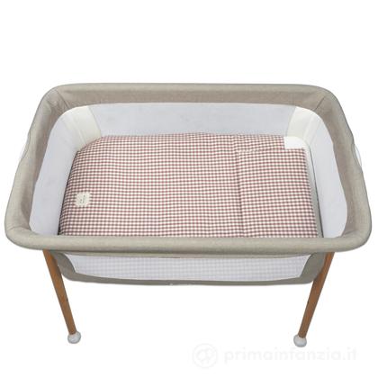 Piumino per culla + lenzuolo con angoli + cuscino 90x50 cm Praliné Vichy - Righe TOG 2,5