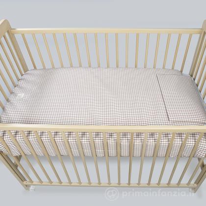 Piumino per culla + lenzuolo con angoli + cuscino 120x60 cm Praliné Vichy - Righe TOG 2,5