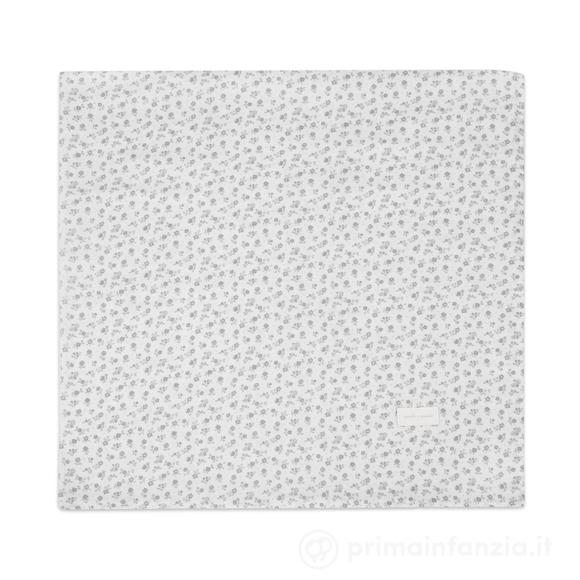 Lenzuolo con angoli per navicella + Mussola Little Bloom Fiori Grigio