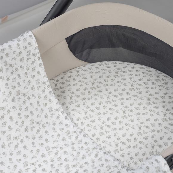 Lenzuolo con angoli per navicella + Mussola Little Bloom Fiori Grigio