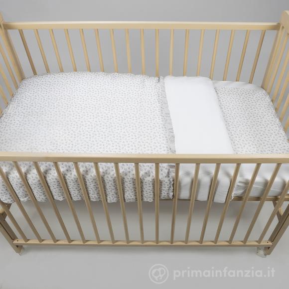 Piumino per culla + lenzuolo con angoli + cuscino 120x60 cm Little Bloom Fiori Grigio TOG 2,5