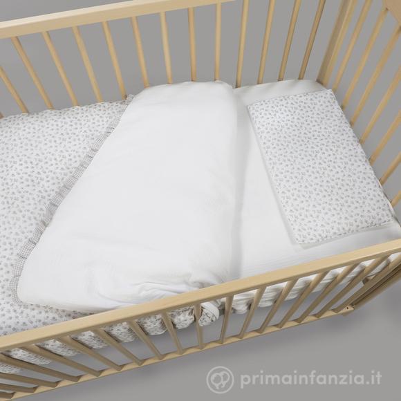 Piumino per culla + lenzuolo con angoli + cuscino 120x60 cm Little Bloom Fiori Grigio TOG 2,5
