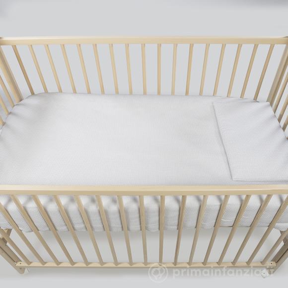 Piumino per culla + lenzuolo con angoli + cuscino 120x60 cm Little Bloom Vichy Grigio TOG 2,5