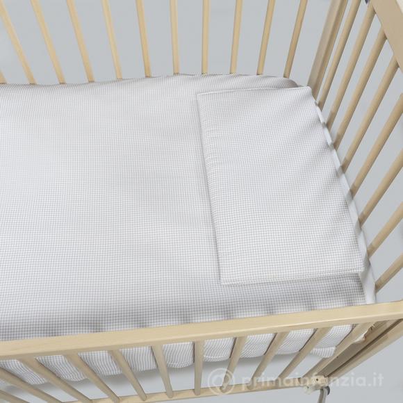 Piumino per culla + lenzuolo con angoli + cuscino 120x60 cm Little Bloom Vichy Grigio TOG 2,5
