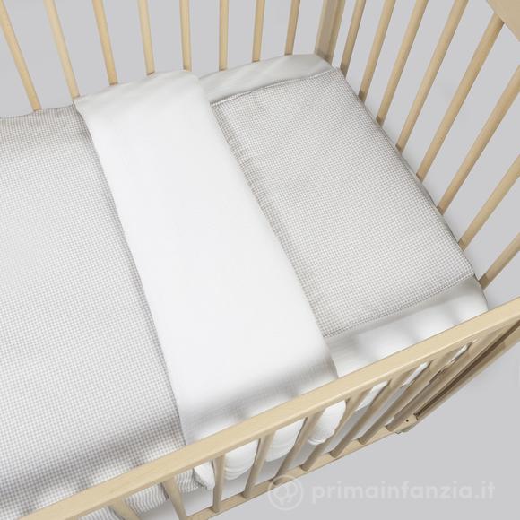 Piumino per culla + lenzuolo con angoli + cuscino 120x60 cm Little Bloom Vichy Grigio TOG 2,5