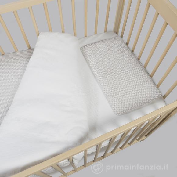 Piumino per culla + lenzuolo con angoli + cuscino 120x60 cm Little Bloom Vichy Grigio TOG 2,5