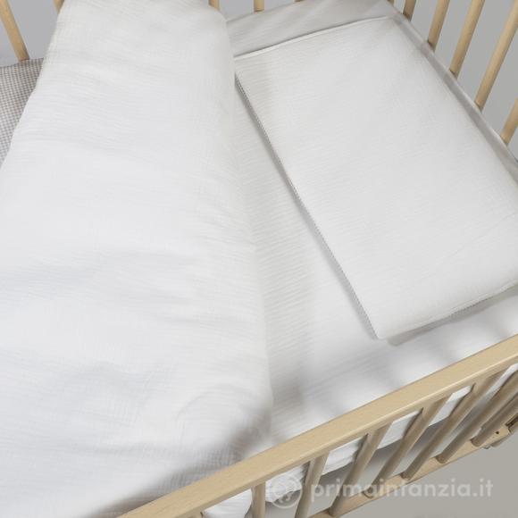 Piumino per culla + lenzuolo con angoli + cuscino 120x60 cm Little Bloom Vichy Grigio TOG 2,5