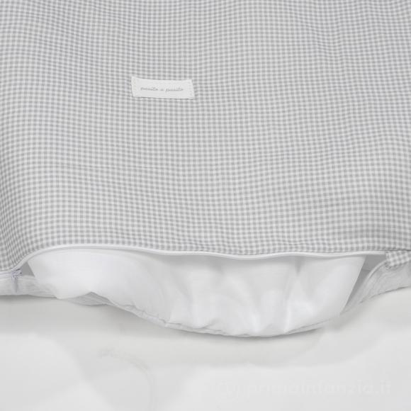 Piumino per culla + lenzuolo con angoli + cuscino 120x60 cm Little Bloom Vichy Grigio TOG 2,5