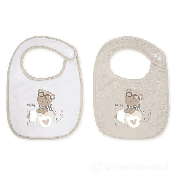 Set 2 Bavaglini in Cotone Dreamy Flight Beige