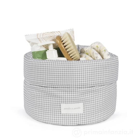 Cestino Organizer Home  Little Bloom Vichy Grigio