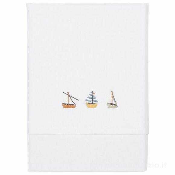 Lenzuolo Sopra per Culla Ricamo Sailor Bay