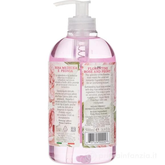 Sapone Liquido SLS Free – Vegan Friendly Rosa Medicea & Peonia - Flacone Dispenser 500ml