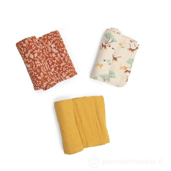 Set 3 Mussole Swaddle 70x70 - La Foresta Mawa