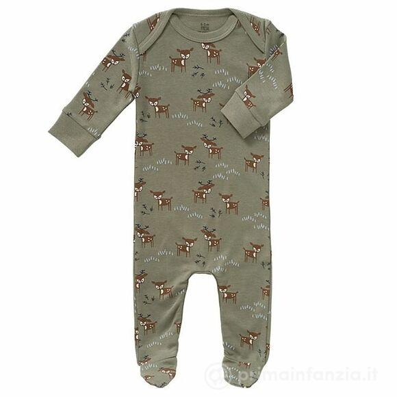 Pigiama con Piedi Cotone Bio Cervo Olive