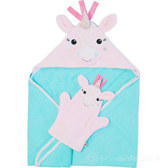 Asciugamano Baby con Cappuccio - Allie Unicorno - 100% Cotone