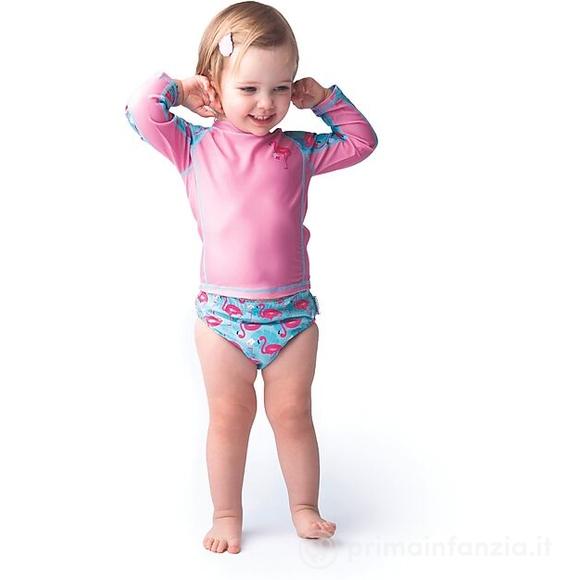 Set 3 Pezzi – Maglia Anti UV + Costumino Contenitivo + Cappellino – Fenicottero