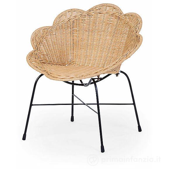 Sedia a Forma di Fiore - Rattan - Design Vintage