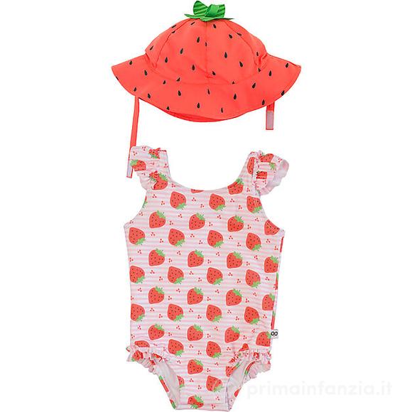 Set Costume Intero + Cappellino - UPF 50+ - Fragola