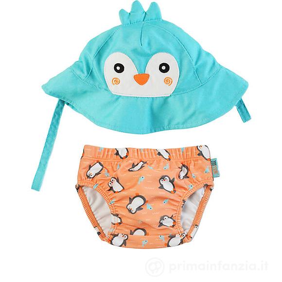 Set Baby Costumino Contenitivo + Cappellino - Pinguino - UPF 50+