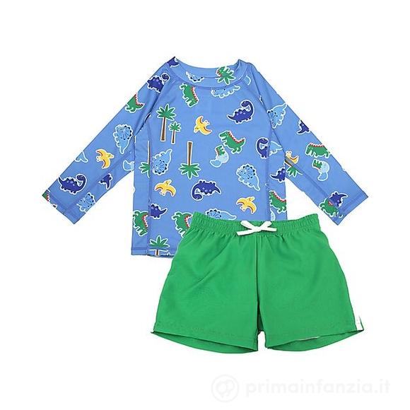 Set Bimbo 2 Pezzi – Maglia Proteggi Raggi + Costume da Bagno a Pantaloncino – Devin il Dinosauro UPF 50+