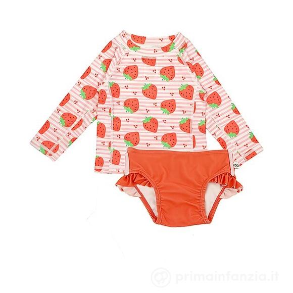Set Bimba 2 Pezzi - Maglia Proteggi Raggi + Mutandina Bikini - Fragole – UPF 50+