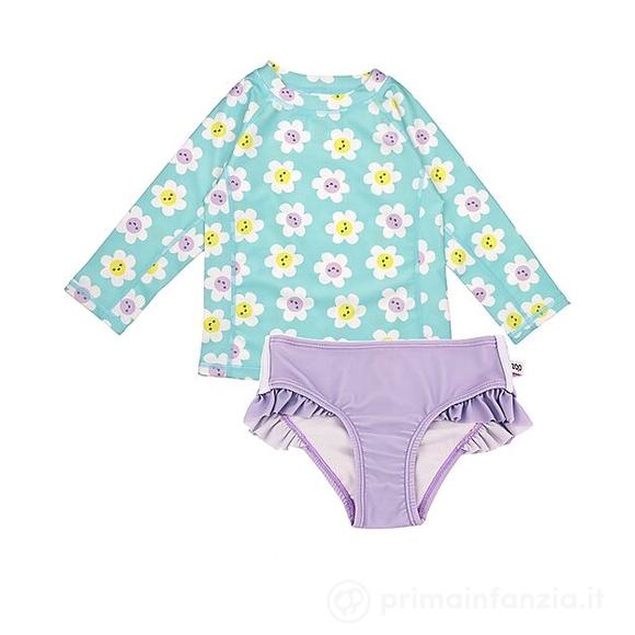 Set Bimba 2 Pezzi - Maglia Proteggi Raggi + Mutandina Bikini - Margherite – UPF 50+