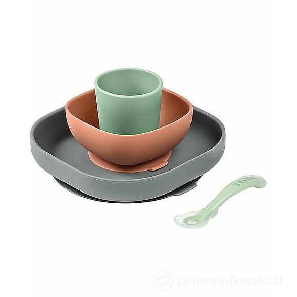 Set Completo Per Pappa 4 Pezzi In Silicone - Minerale