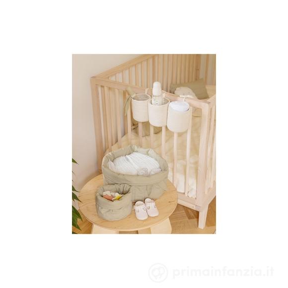 Set di due Cestini Trapuntati - Verde Oliva - 100% Cotone Organico GOTS