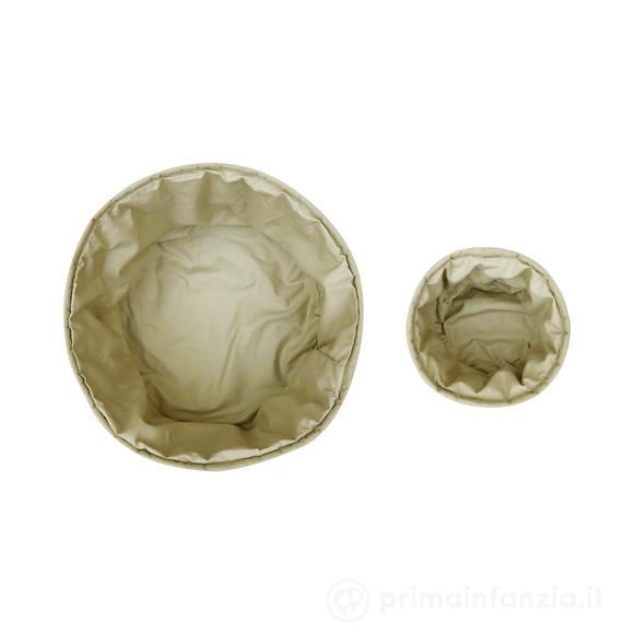 Set di due Cestini Trapuntati - Verde Oliva - 100% Cotone Organico GOTS