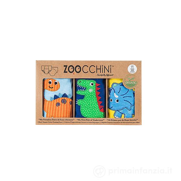 3 Mutandine Asilo Bimbo in Cotone Bio Amici Dinosauri