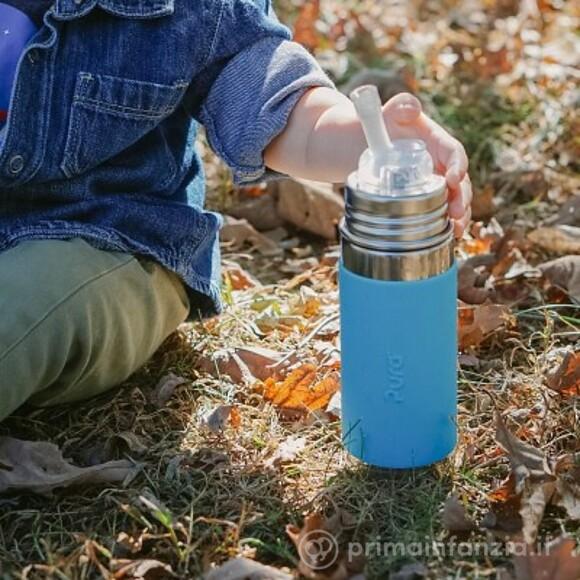 Biberon in Acciaio 325 ml con Cannuccia