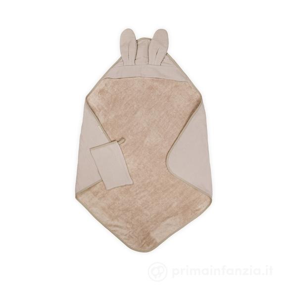 Asciugamano Orecchie con Guanto Waffle - 75x75 - 100% Spugna di Bamboo