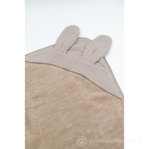 Asciugamano Orecchie con Guanto Waffle - 75x75 - 100% Spugna di Bamboo